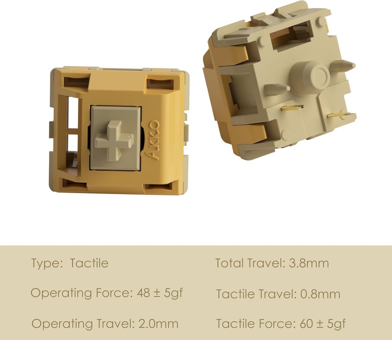 AKKO Bittersweet Tactile Keyboard Switch for Mechanical Gaming Keyboard, 5-Pin 48gf Pre-Lubed Switches with Standard MX Structure (45pcs) - Image 2